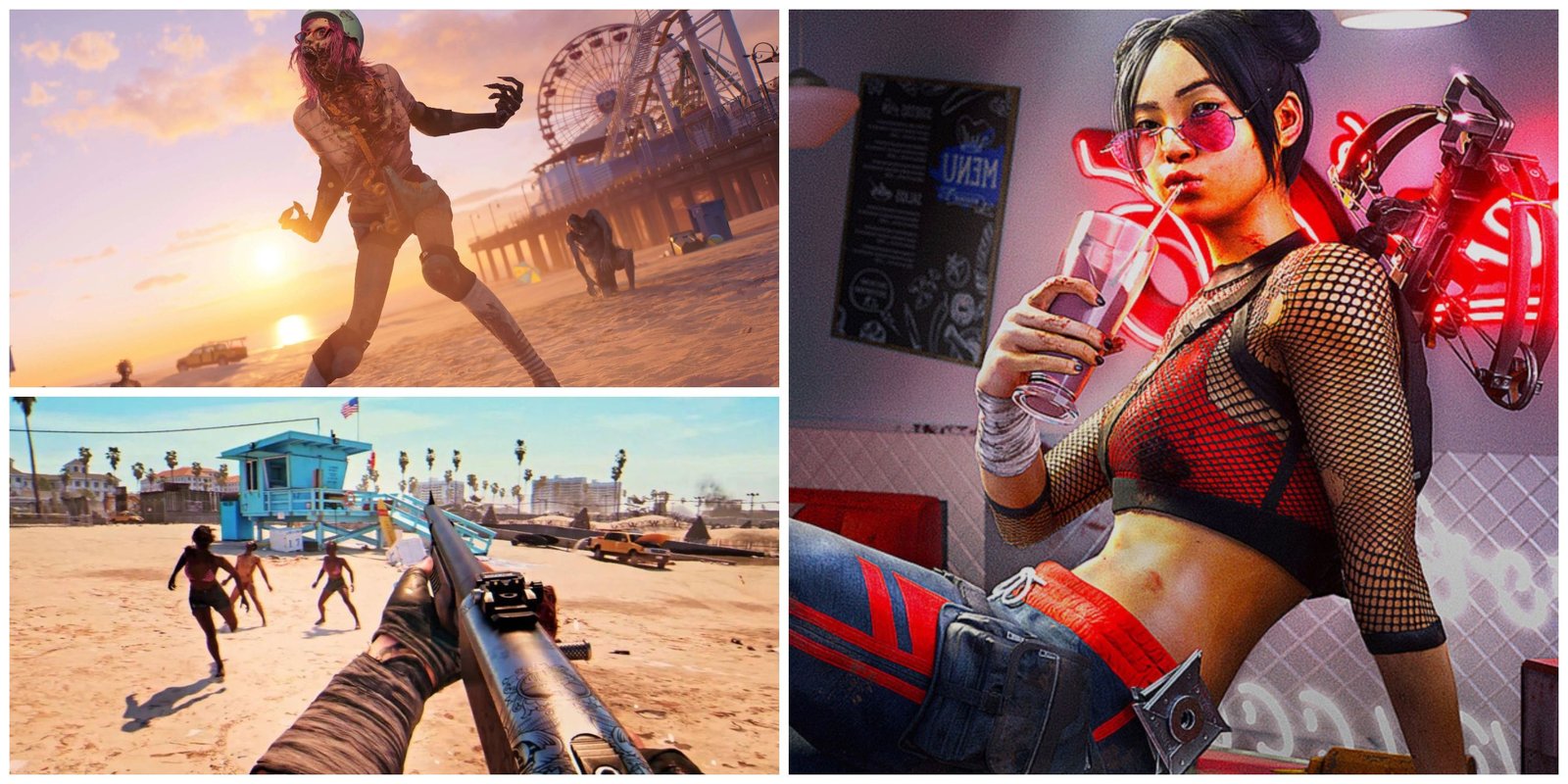 dead island 2 beach, shotgun, amy in dead island 2