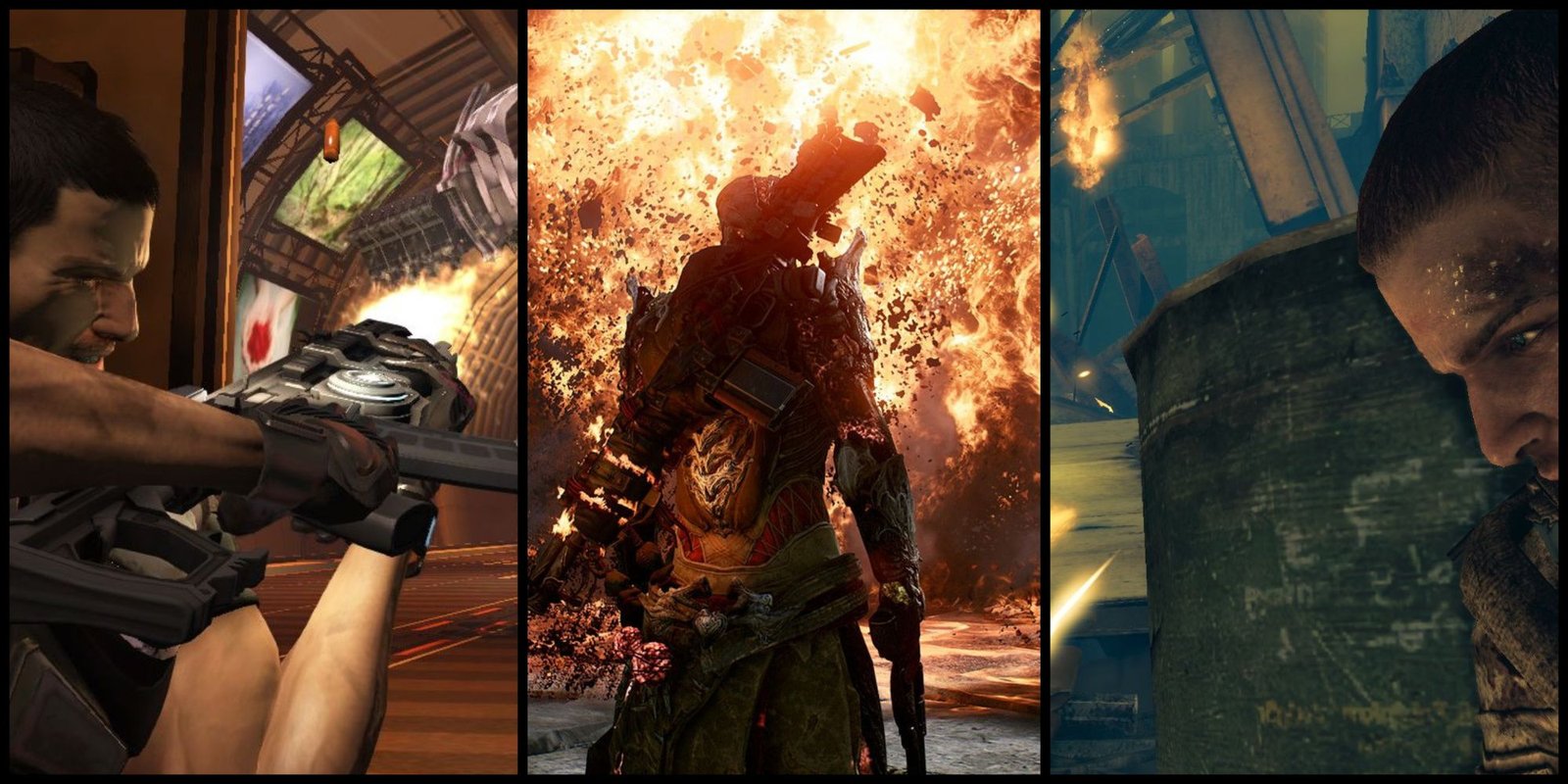 screenshots from Binary Domain, Outriders, and Spec Ops The Line