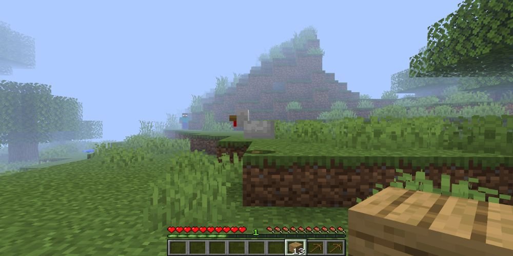 Herobrine in the distance spying on the player Minecraft Mod