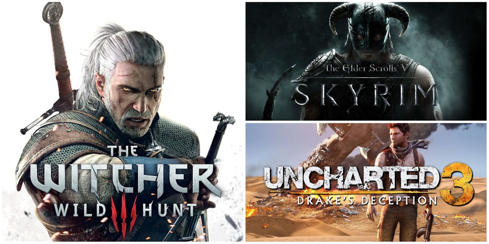 Witcher 3, Uncharted 3, Skyrim, feature image